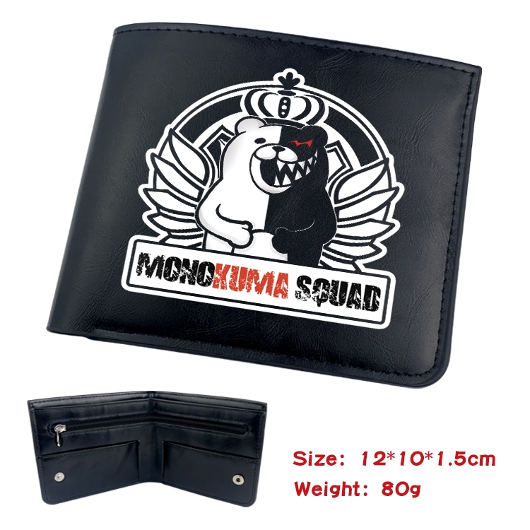 Dangan-Ronpa Anime Black Leather Magnetic Buckle Two Fold Card Holder Wallet 22.5X13.5CM