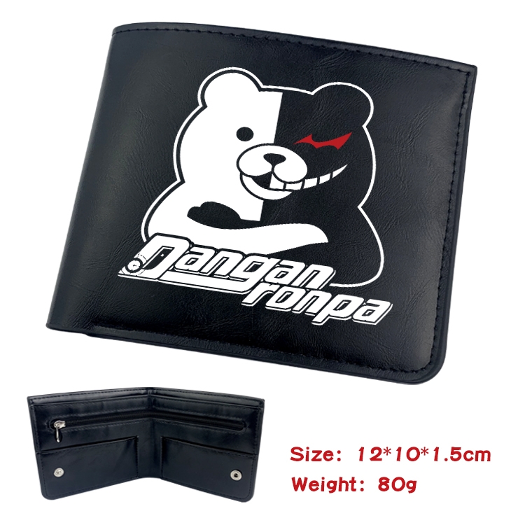 Dangan-Ronpa Anime Black Leather Magnetic Buckle Two Fold Card Holder Wallet 22.5X13.5CM