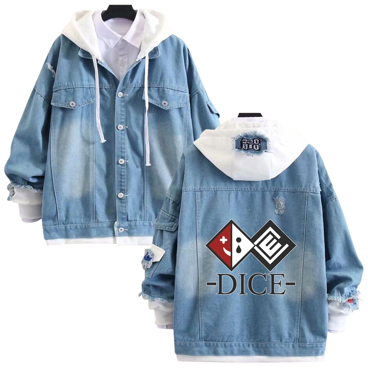 Dangan-Ronpa anime stitching denim jacket top sweater from S to 4XL