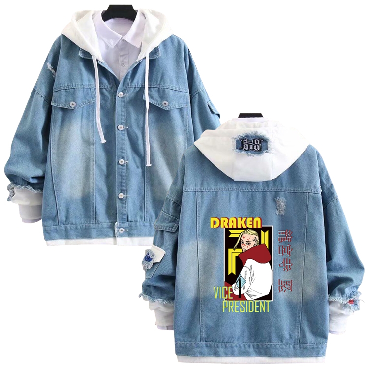 Tokyo Revengers anime stitching denim jacket top sweater from S to 4XL