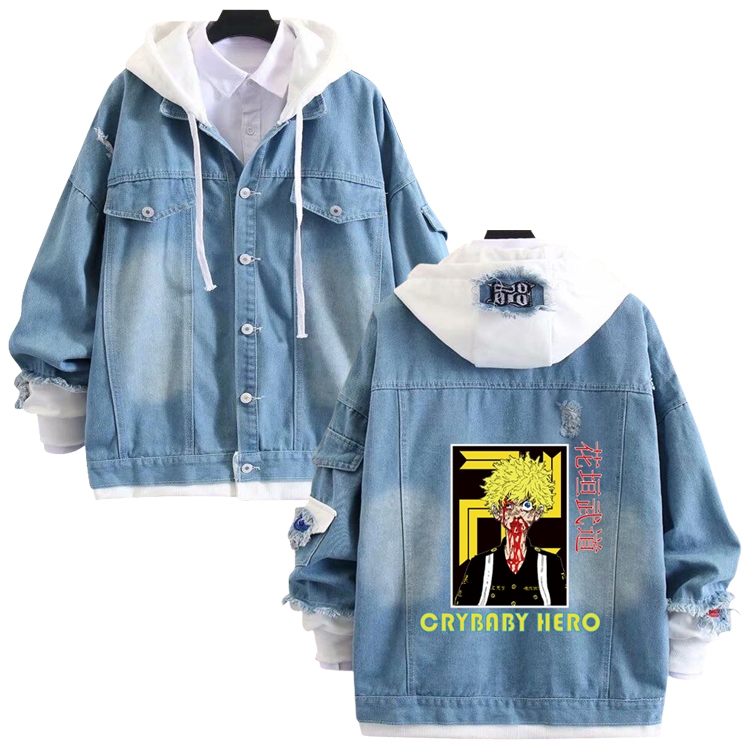 Tokyo Revengers anime stitching denim jacket top sweater from S to 4XL