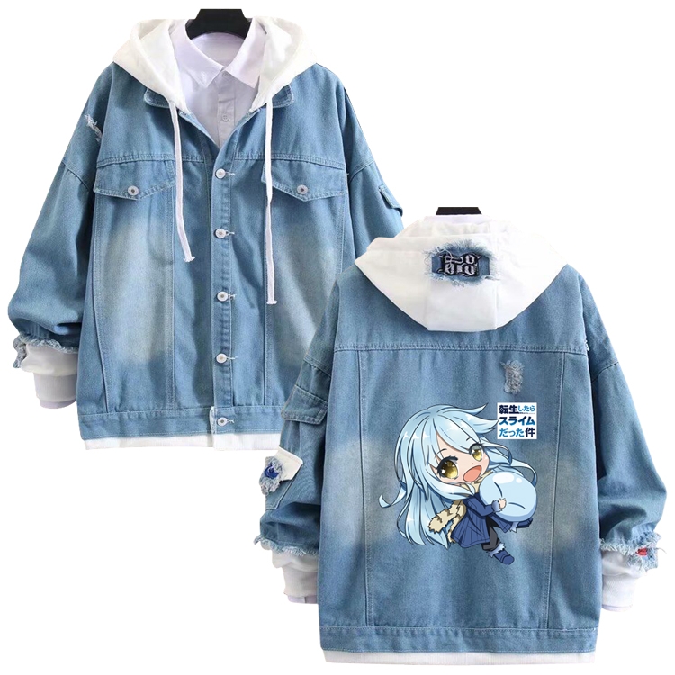 That Time I Got Slim anime stitching denim jacket top sweater from S to 4XL