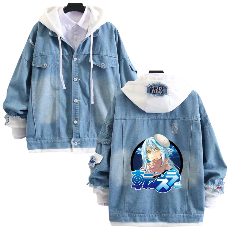 That Time I Got Slim anime stitching denim jacket top sweater from S to 4XL