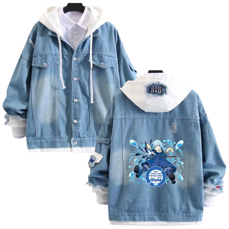 That Time I Got Slim anime stitching denim jacket top sweater from S to 4XL