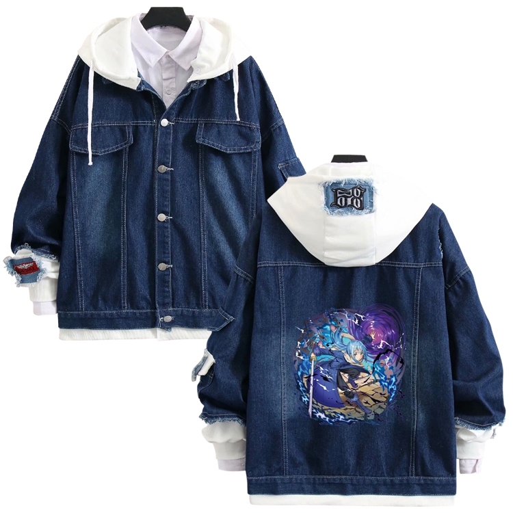 That Time I Got Slim anime stitching denim jacket top sweater from S to 4XL