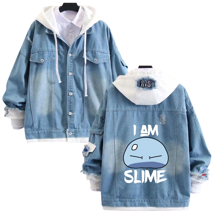 That Time I Got Slim anime stitching denim jacket top sweater from S to 4XL