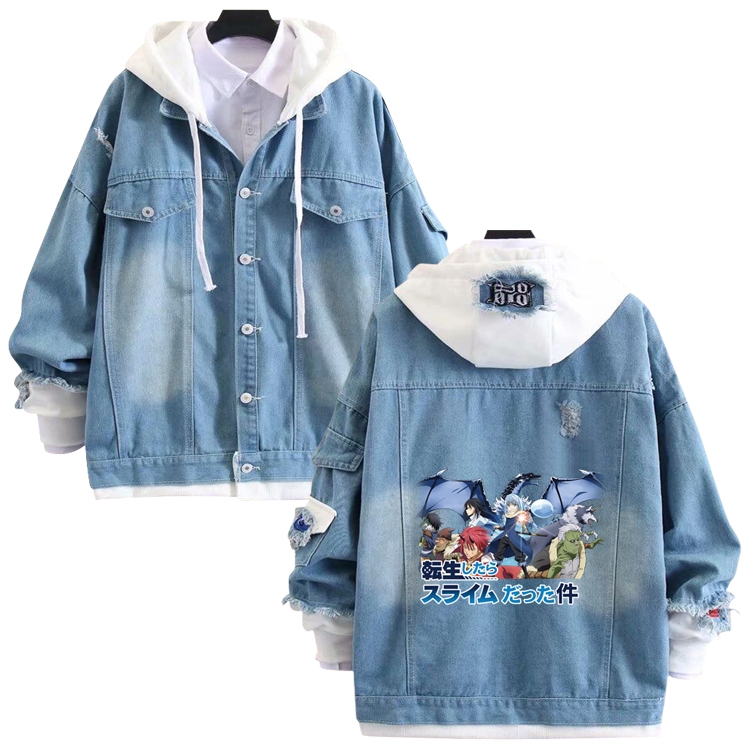That Time I Got Slim anime stitching denim jacket top sweater from S to 4XL