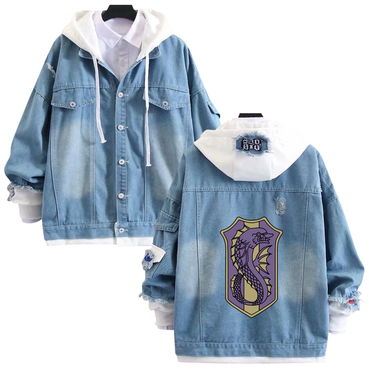 black clover anime stitching denim jacket top sweater from S to 4XL