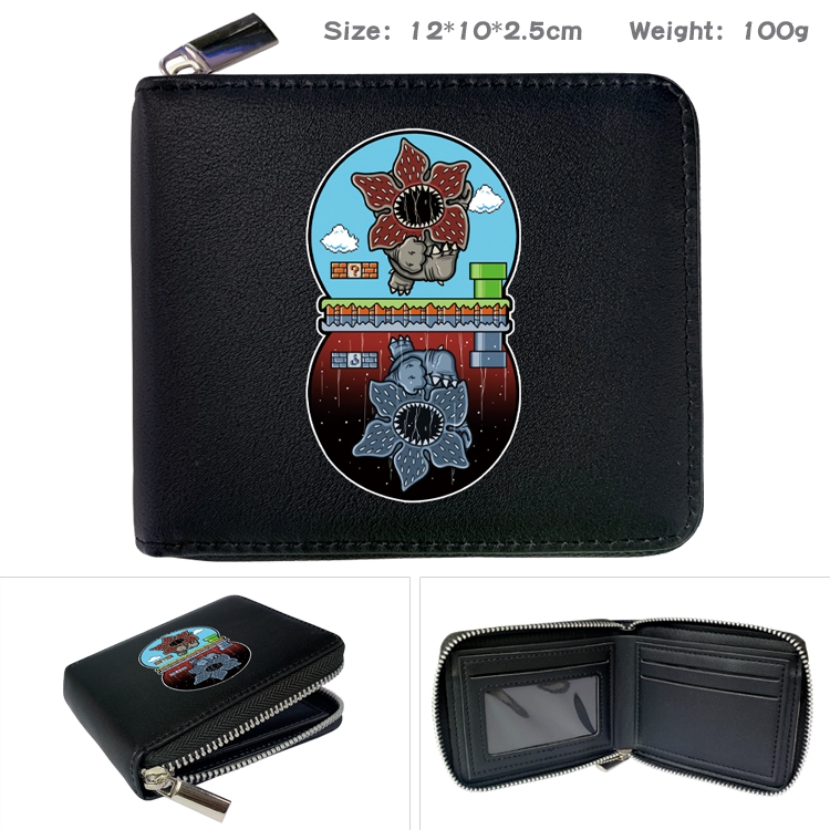 Stranger Things Anime Full Color Short All Inclusive Zipper Wallet 10x12x2.5cm