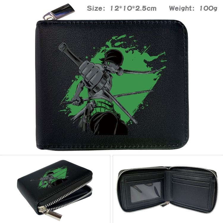 One Piece Anime Full Color Short All Inclusive Zipper Wallet 10x12x2.5cm