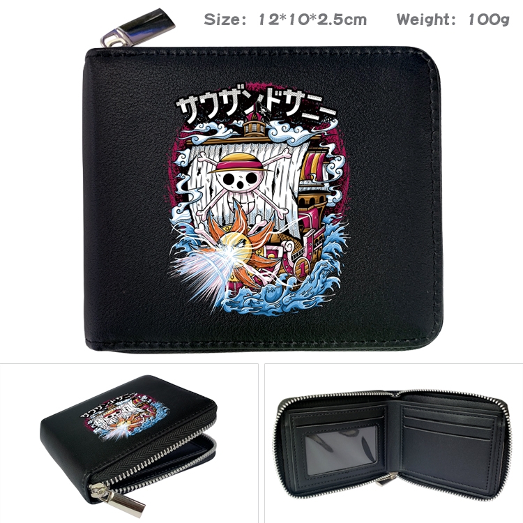 One Piece Anime Full Color Short All Inclusive Zipper Wallet 10x12x2.5cm