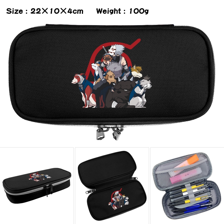 Naruto Waterproof Canvas Zipper Flip Stereo Pencil Case Stationery Box 22x10x4cm