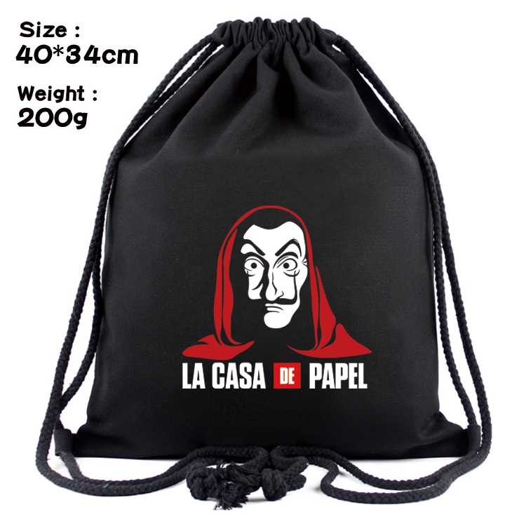 Money Heist Anime Coloring Book Drawstring Backpack 40X34cm 200g