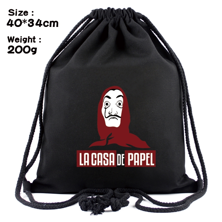 Money Heist Anime Coloring Book Drawstring Backpack 40X34cm 200g