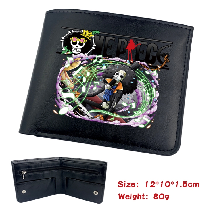 One Piece Anime Black Leather Magnetic Buckle Two Fold Card Holder Wallet 22.5X13.5CM