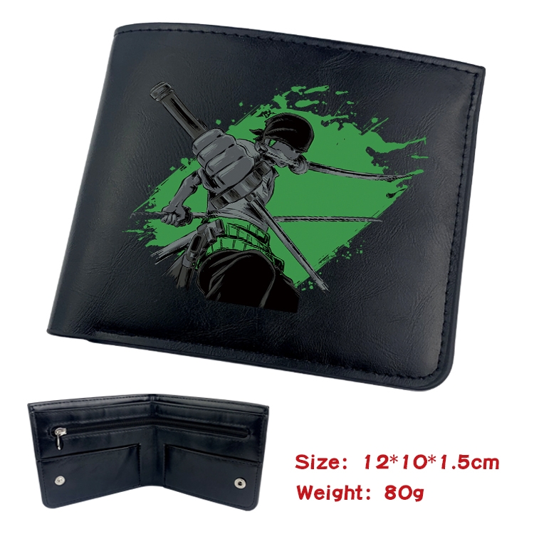 One Piece Anime Black Leather Magnetic Buckle Two Fold Card Holder Wallet 22.5X13.5CM