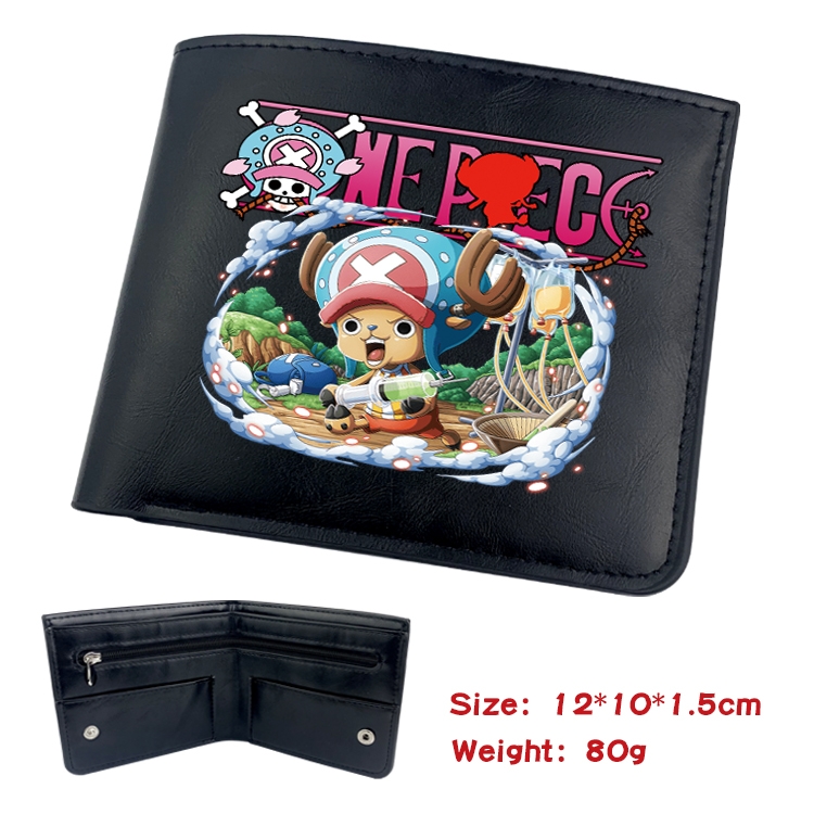 One Piece Anime Black Leather Magnetic Buckle Two Fold Card Holder Wallet 22.5X13.5CM
