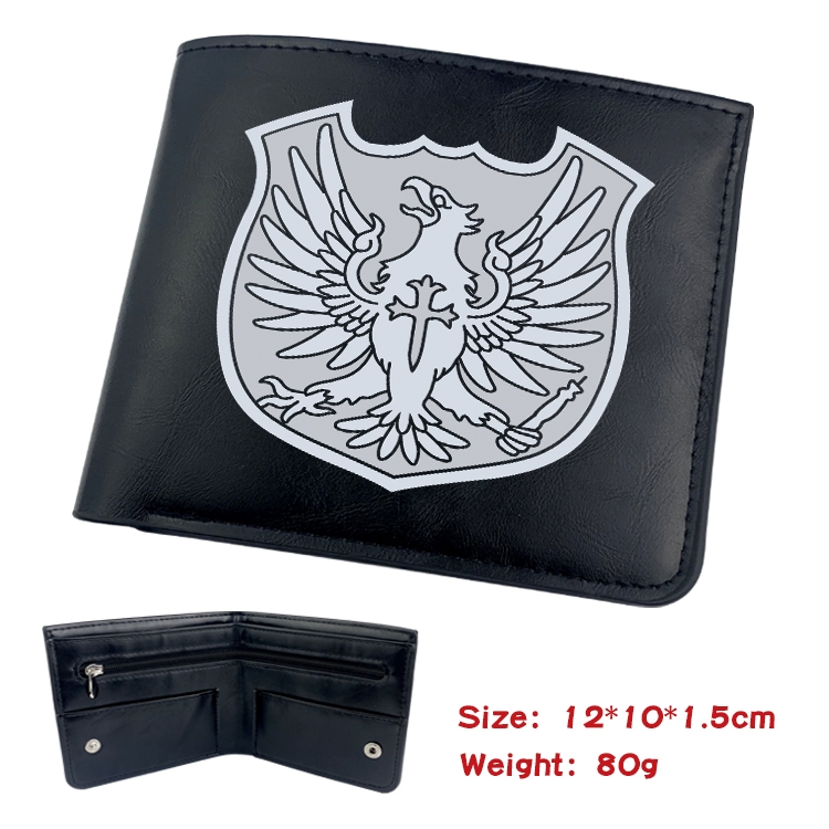 black clover Anime Black Leather Magnetic Buckle Two Fold Card Holder Wallet 22.5X13.5CM