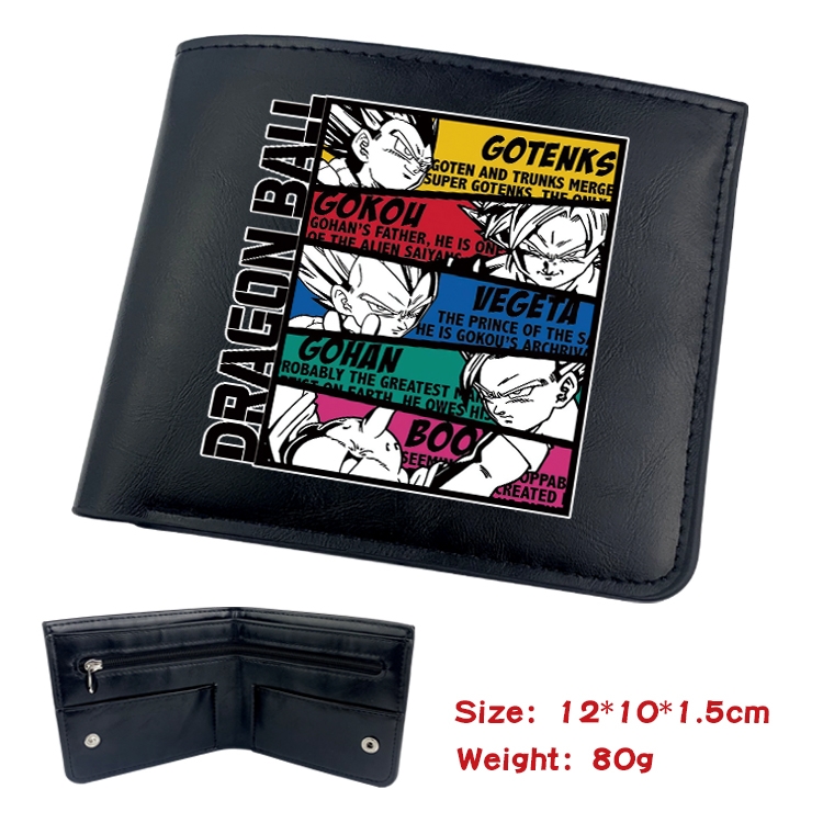 DRAGON BALL Anime Black Leather Magnetic Buckle Two Fold Card Holder Wallet 22.5X13.5CM 