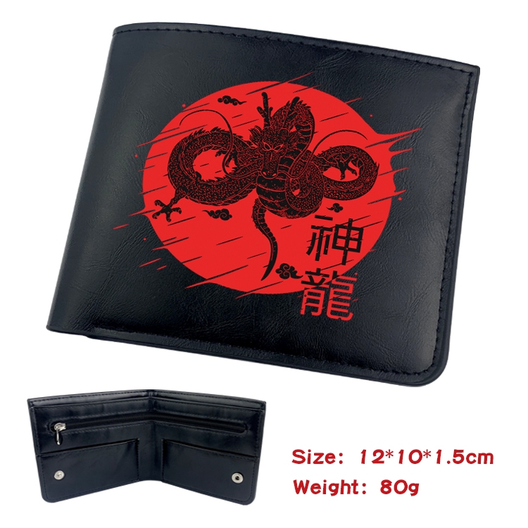 DRAGON BALL Anime Black Leather Magnetic Buckle Two Fold Card Holder Wallet 22.5X13.5CM 