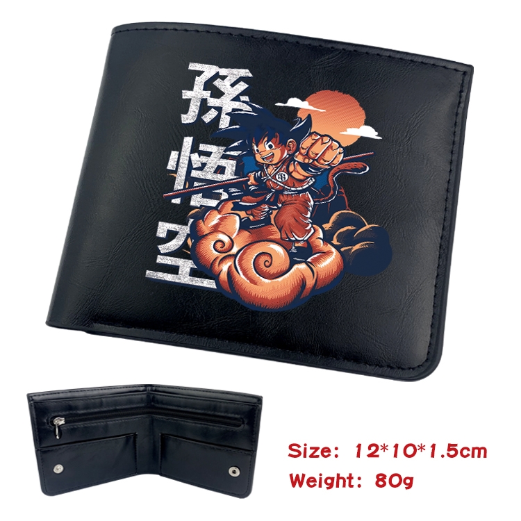 DRAGON BALL Anime Black Leather Magnetic Buckle Two Fold Card Holder Wallet 22.5X13.5CM 