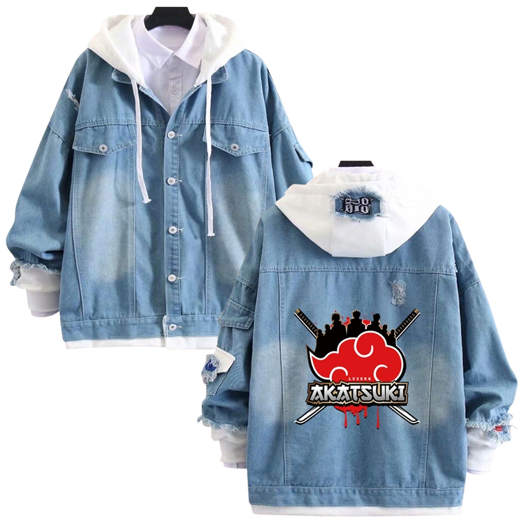 Naruto  anime stitching denim jacket top sweater from S to 4XL