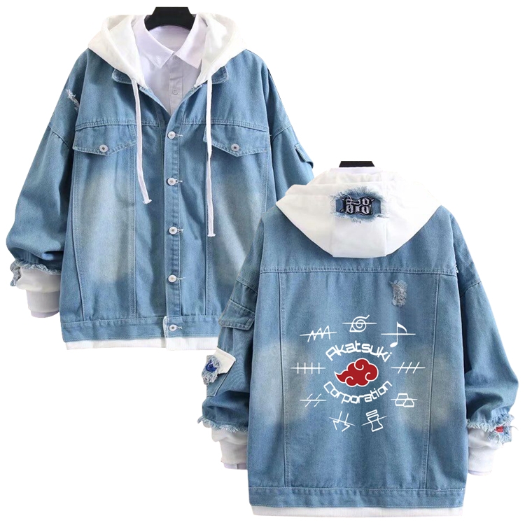 Naruto  anime stitching denim jacket top sweater from S to 4XL