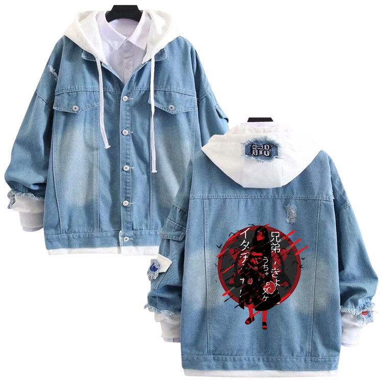 Naruto  anime stitching denim jacket top sweater from S to 4XL