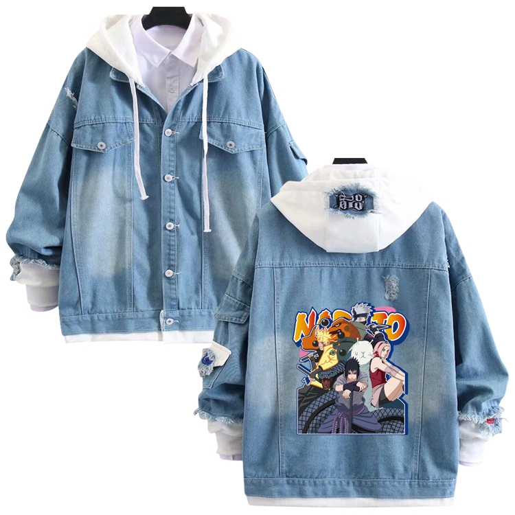 Naruto  anime stitching denim jacket top sweater from S to 4XL