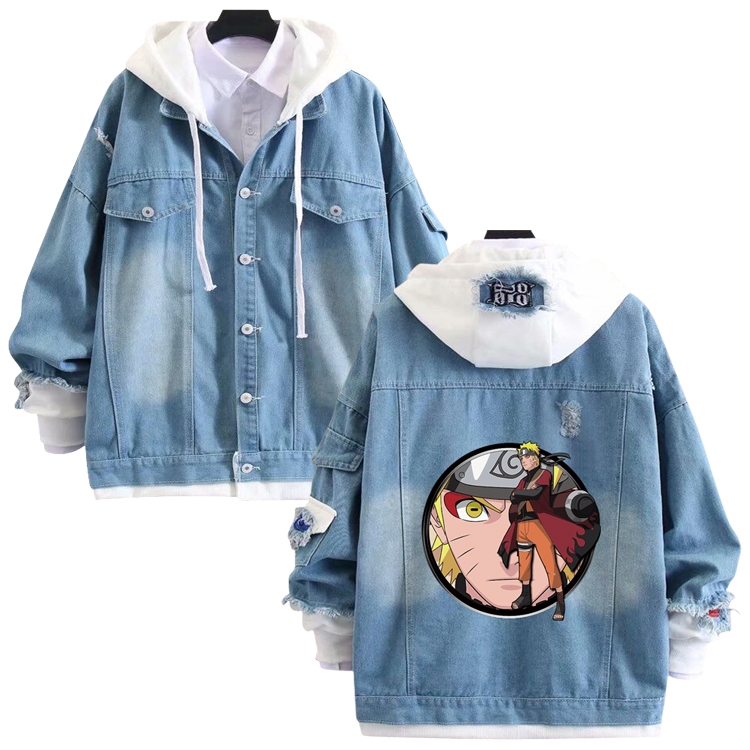 Naruto  anime stitching denim jacket top sweater from S to 4XL