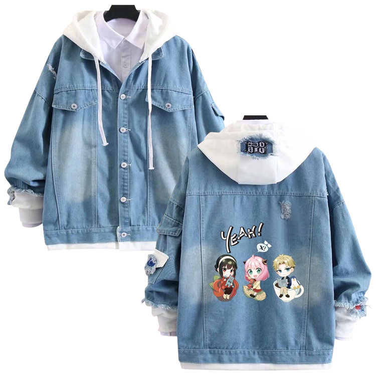 SPY×FAMILY anime stitching denim jacket top sweater from S to 4XL