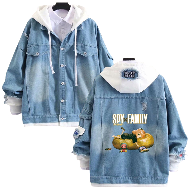 SPY×FAMILY anime stitching denim jacket top sweater from S to 4XL