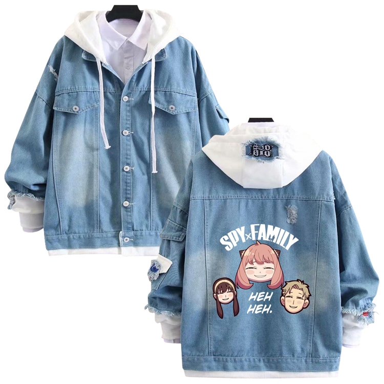 SPY×FAMILY anime stitching denim jacket top sweater from S to 4XL