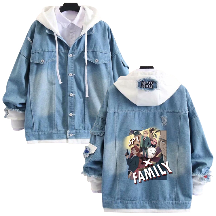 SPY×FAMILY anime stitching denim jacket top sweater from S to 4XL