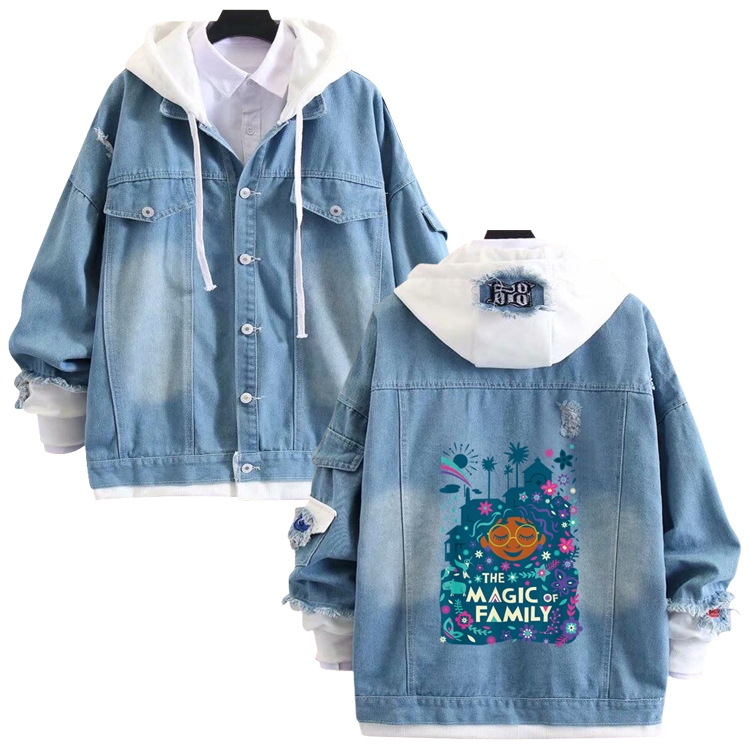 full house of magic anime stitching denim jacket top sweater from S to 4XL