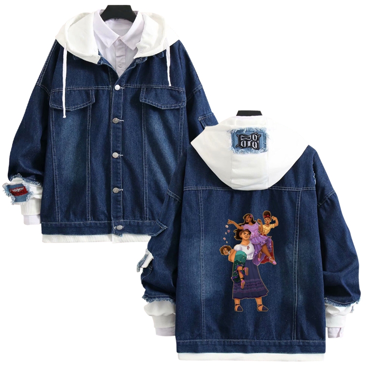 full house of magic anime stitching denim jacket top sweater from S to 4XL