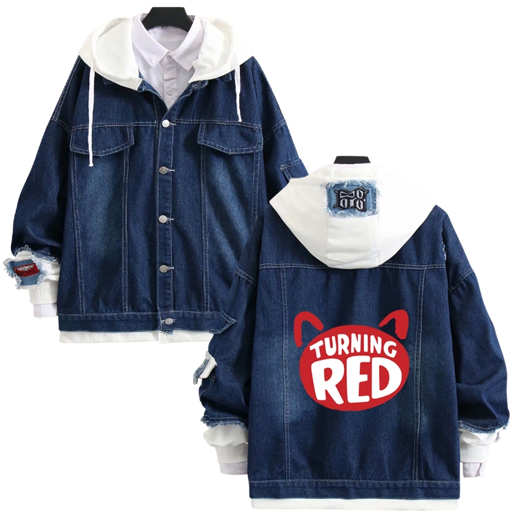 Turning Red anime stitching denim jacket top sweater from S to 4XL