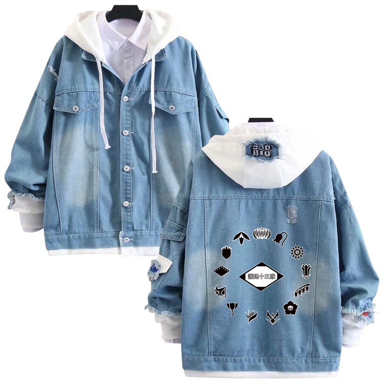 Bleach anime stitching denim jacket top sweater from S to 4XL