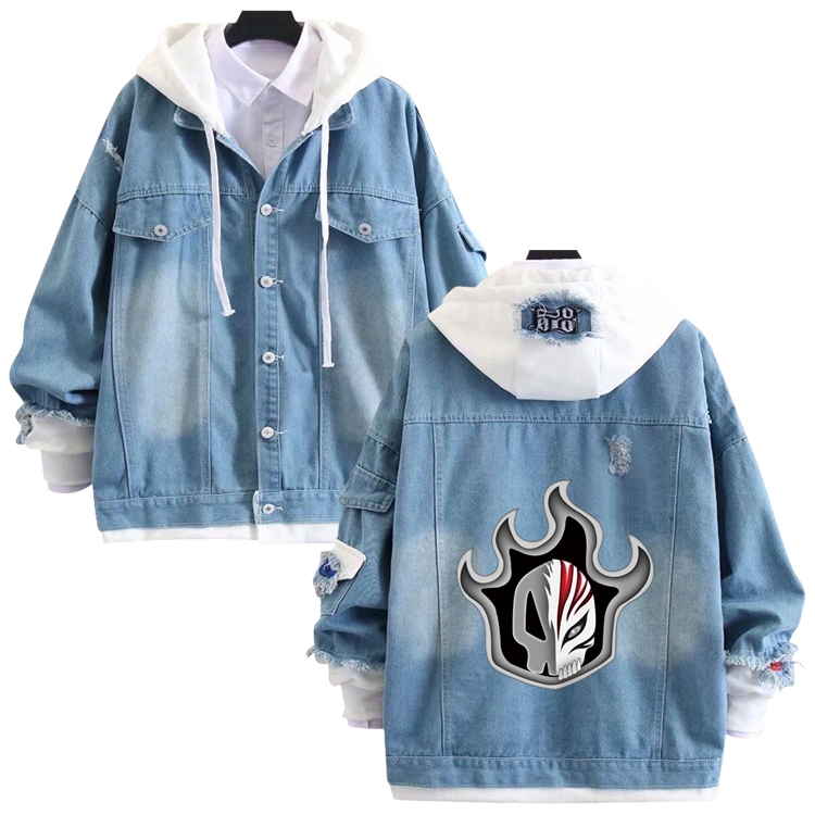 Bleach anime stitching denim jacket top sweater from S to 4XL