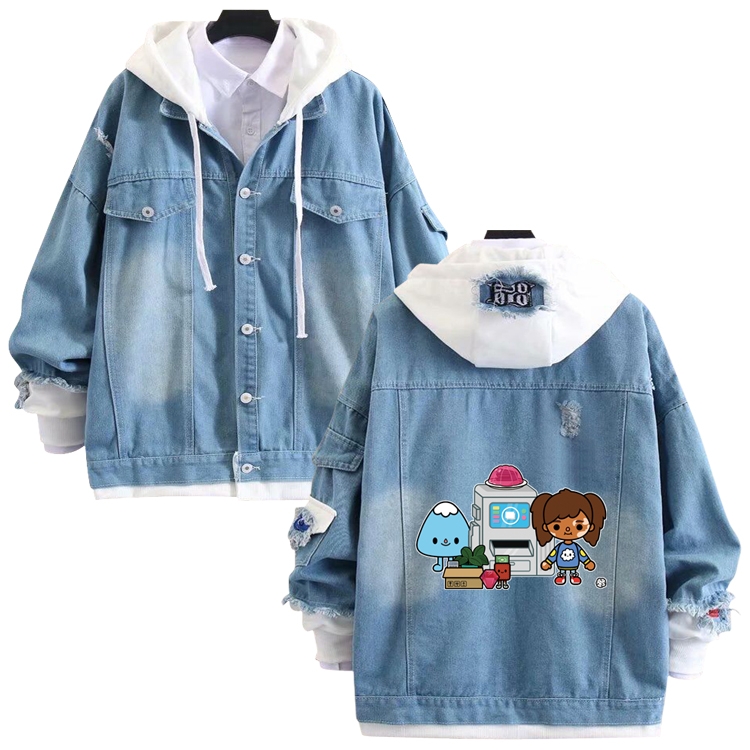 toca life world anime stitching denim jacket top sweater from S to 4XL