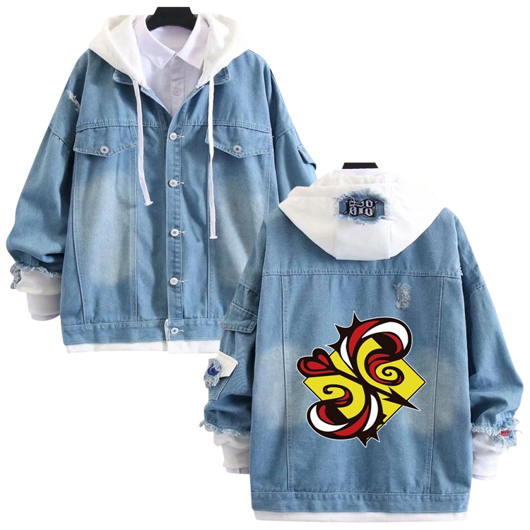 SK∞ anime stitching denim jacket top sweater from S to 4XL