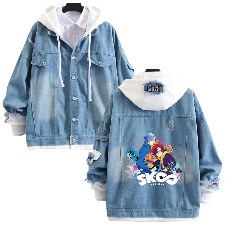 SK∞ anime stitching denim jacket top sweater from S to 4XL