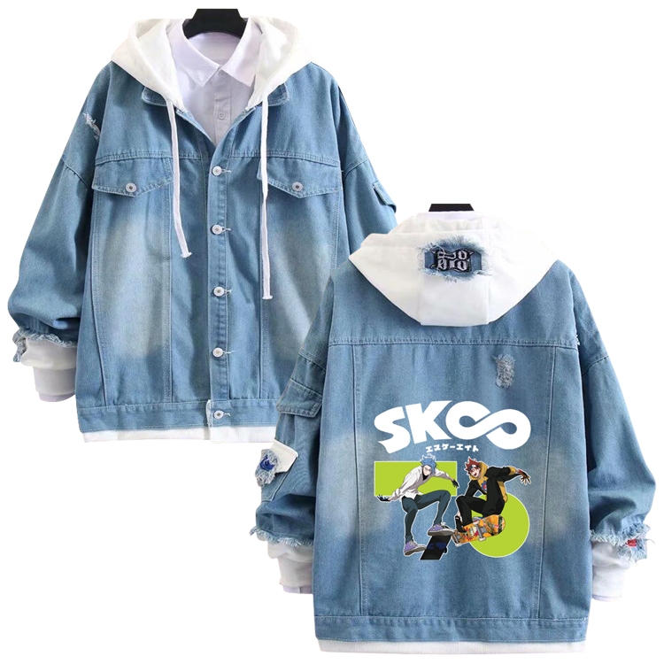SK∞ anime stitching denim jacket top sweater from S to 4XL