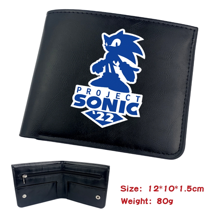 Sonic The Hedgehog Anime inner buckle magnetic buckle two fold wallet 22.5X13.5CM 