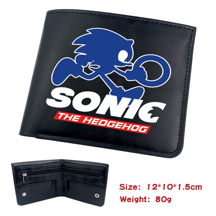 Sonic The Hedgehog Anime inner buckle magnetic buckle two fold wallet 22.5X13.5CM