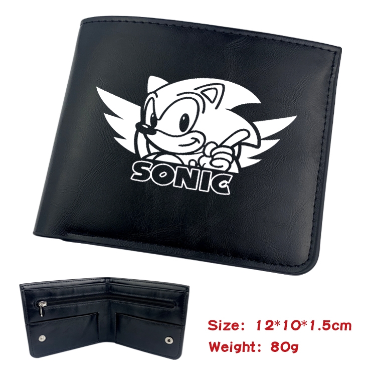 Sonic The Hedgehog Anime inner buckle magnetic buckle two fold wallet 22.5X13.5CM