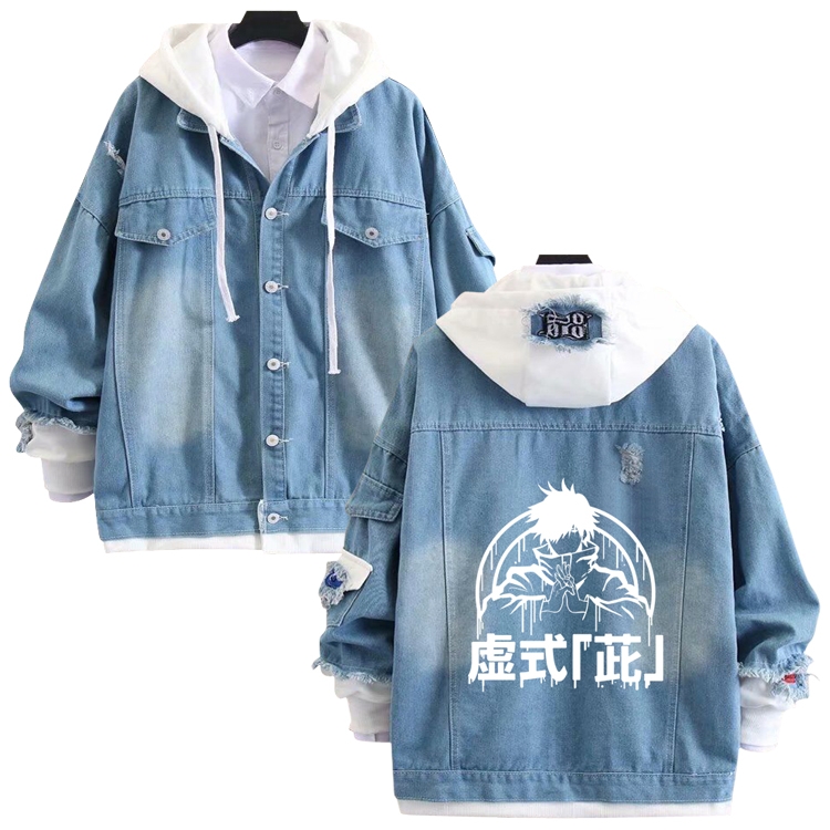 Jujutsu Kaisen anime stitching denim jacket top sweater from S to 4XL