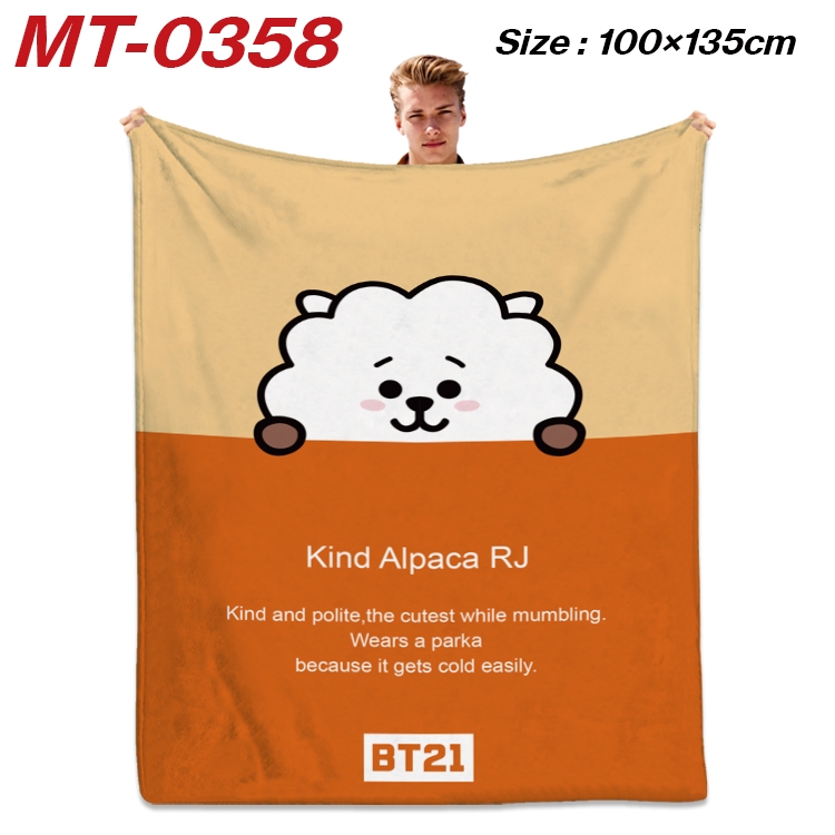 BTS Flannel Blanket Air Conditioning Quilt Double Sided Printing 100x135cm MT-0358