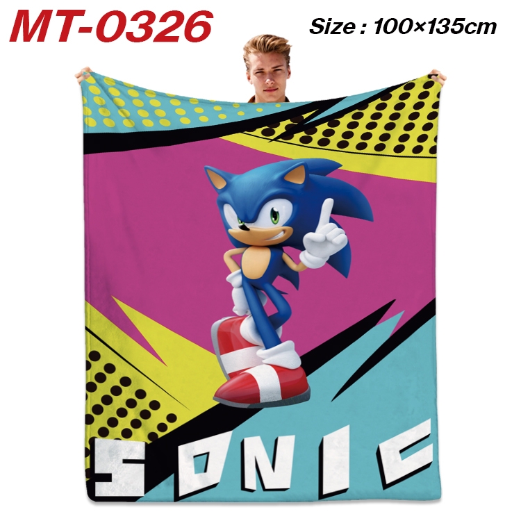 Sonic The Hedgehog Anime Flannel Blanket Air Conditioning Quilt Double Sided Printing 100x135cm  MT-0326