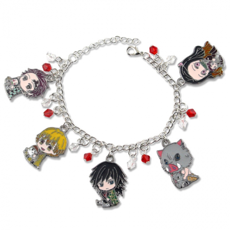 Demon Slayer Kimets 5 Strings Cartoon Metal Bracelet Charm OPP Bag  price for 5 pcs